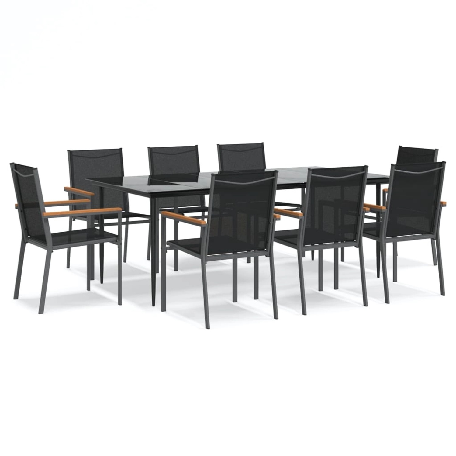 vidaXL 9-Tlg Garten-Essgruppe Schwarz Textilene und Stahl 3187040 günstig online kaufen