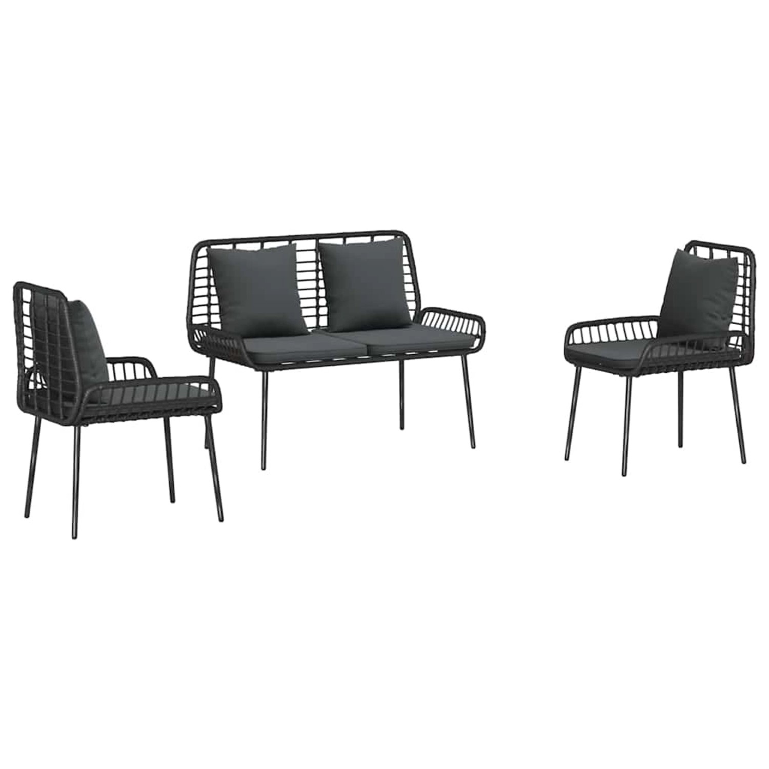vidaXL Garten Essgruppe 3-Tlg Schwarz Anthrazit Poly Rattan Stahl 42010358 günstig online kaufen