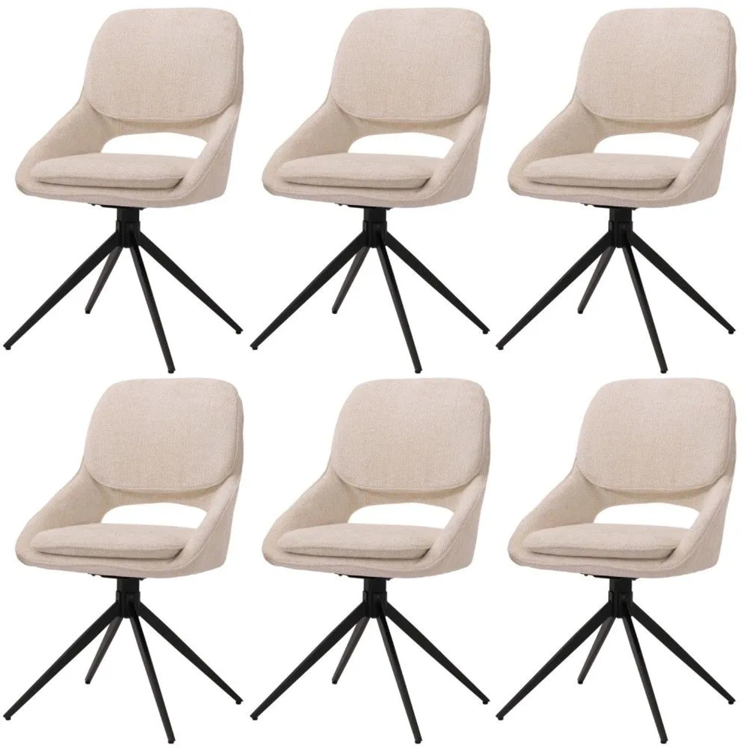 MCW Esszimmerstuhl N73 6er-Set Creme-Beige