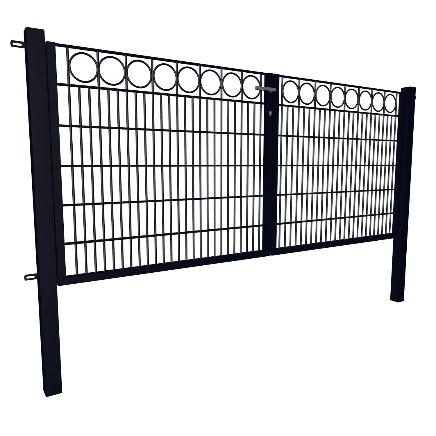 Gartentor Dekor 2-Flügelig Ring 100 cm x 300 cm Anthrazit günstig online kaufen