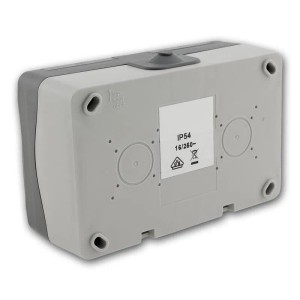 ChiliTec NUQUI Feuchtraum Schalter/Steckdose IP54, horizontale Aufputz-Montage, grau.