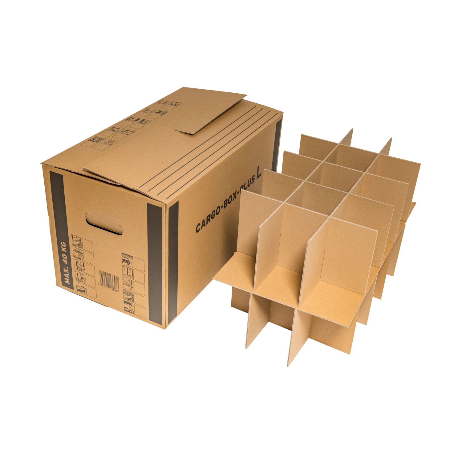 PROREGAL Mega Deal 10x Gläserkarton LxBxH 640x340x360mm mit Gefache & Einlage Braun Umzugskarton Flaschenkarton Geschirrkarton