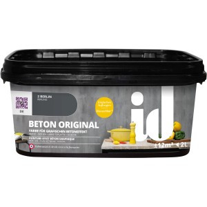id Wandfarbe Beton Original Berlin, 2 Liter Gebinde für grafische Betoneffekte.