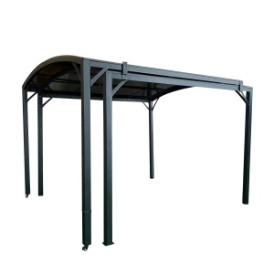 Anthrazitfarbene Leco Pergola Jotta 4.0, 5,38 x 3 m, mit ausziehbarem Dach.