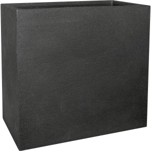 Anthrazitfarbener Geli Pflanzkübel Raumteiler Kubus, 60x26x60 cm, in Granitsteinoptik.