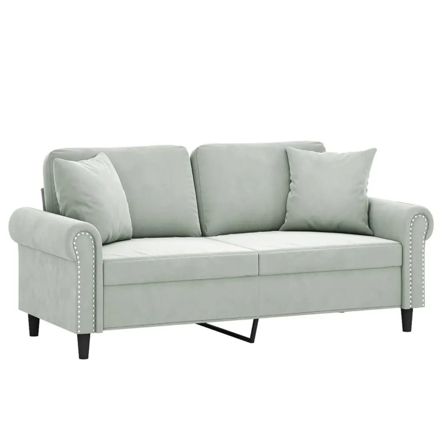 vidaXL 2-Sitzer-Sofa mit Zierkissen Hellgrau 140 cm Samt 3200945