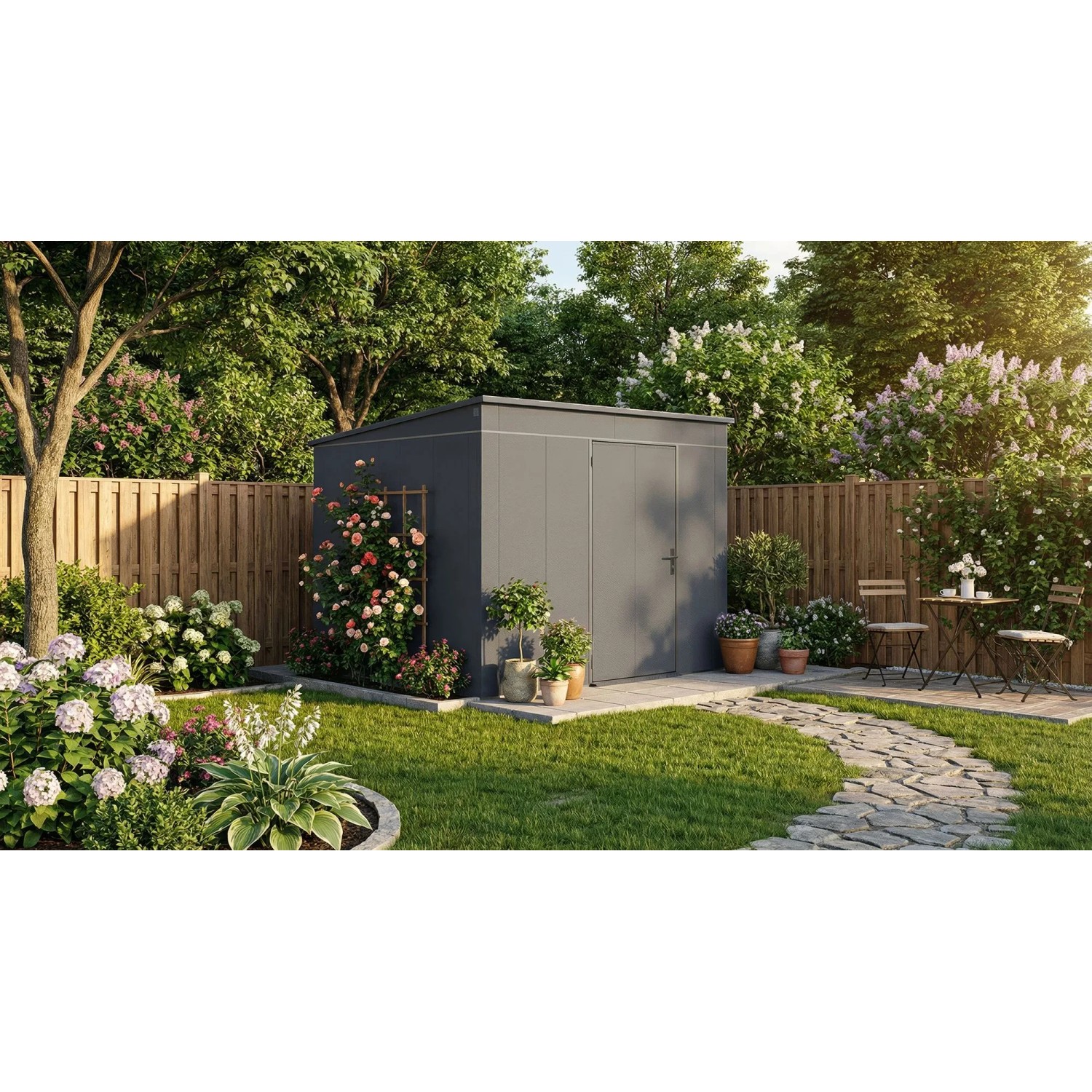 Weka Metall-Gerätehaus Gary 292 cm x 298 cm Anthrazit
