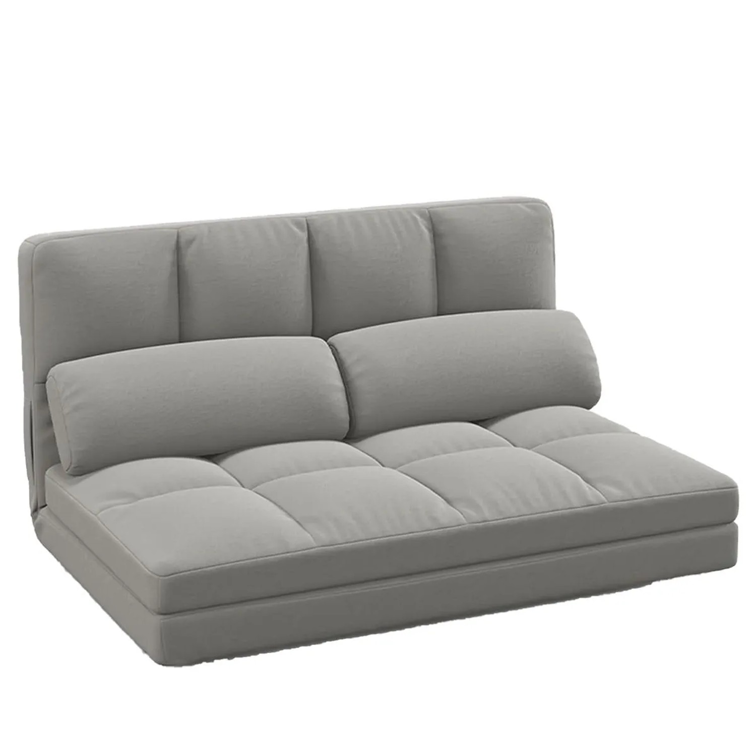 Costway Klappbares Bodensofa 3 In 1 Schlafsofa mit 2 Kissen Hellgrau