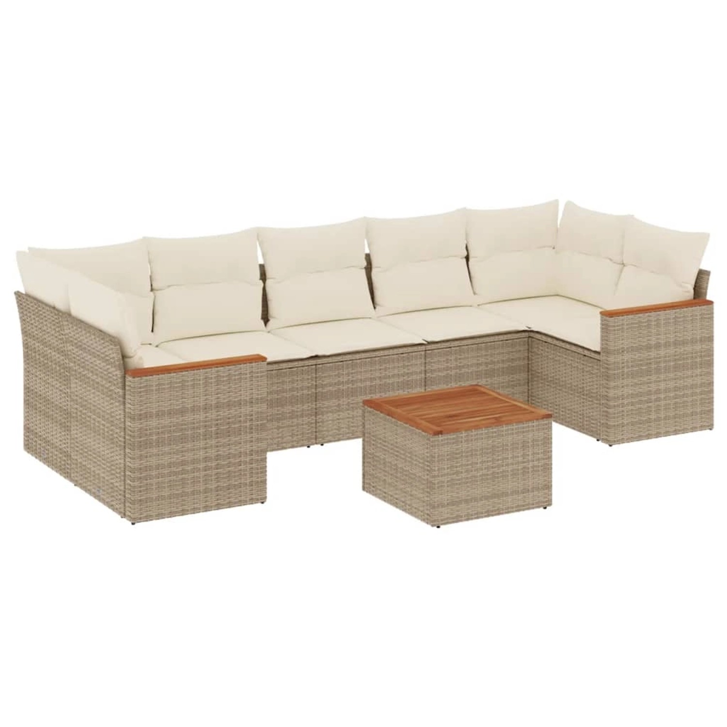 vidaXL 8-Tlg Garten-Sofagarnitur mit Kissen Beige Poly Rattan 3225813