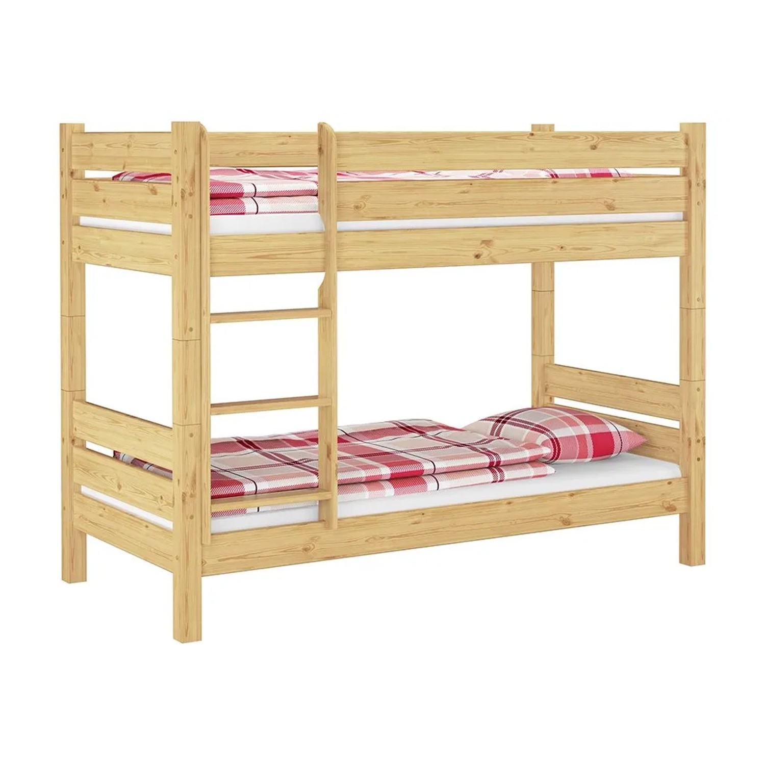 Erst-Holz Niedriges Etagenbett 90 x 200 cm Kiefer Massiv Teilbare Nische 80 Modell 16 Rollrost und Doppelbettkasten inkl.