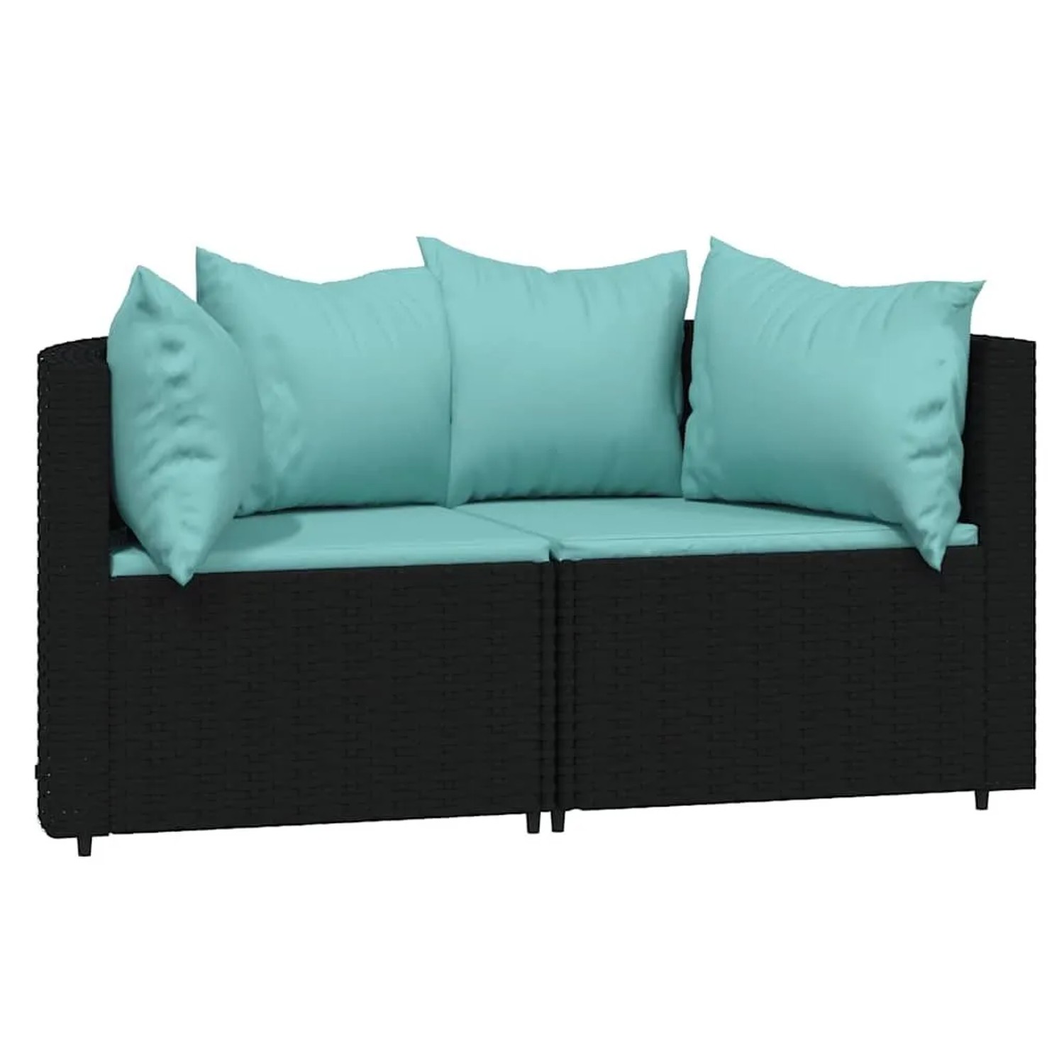 vidaXL Garten-Ecksofas mit Kissen 2 Stk Schwarz Poly Rattan 319806