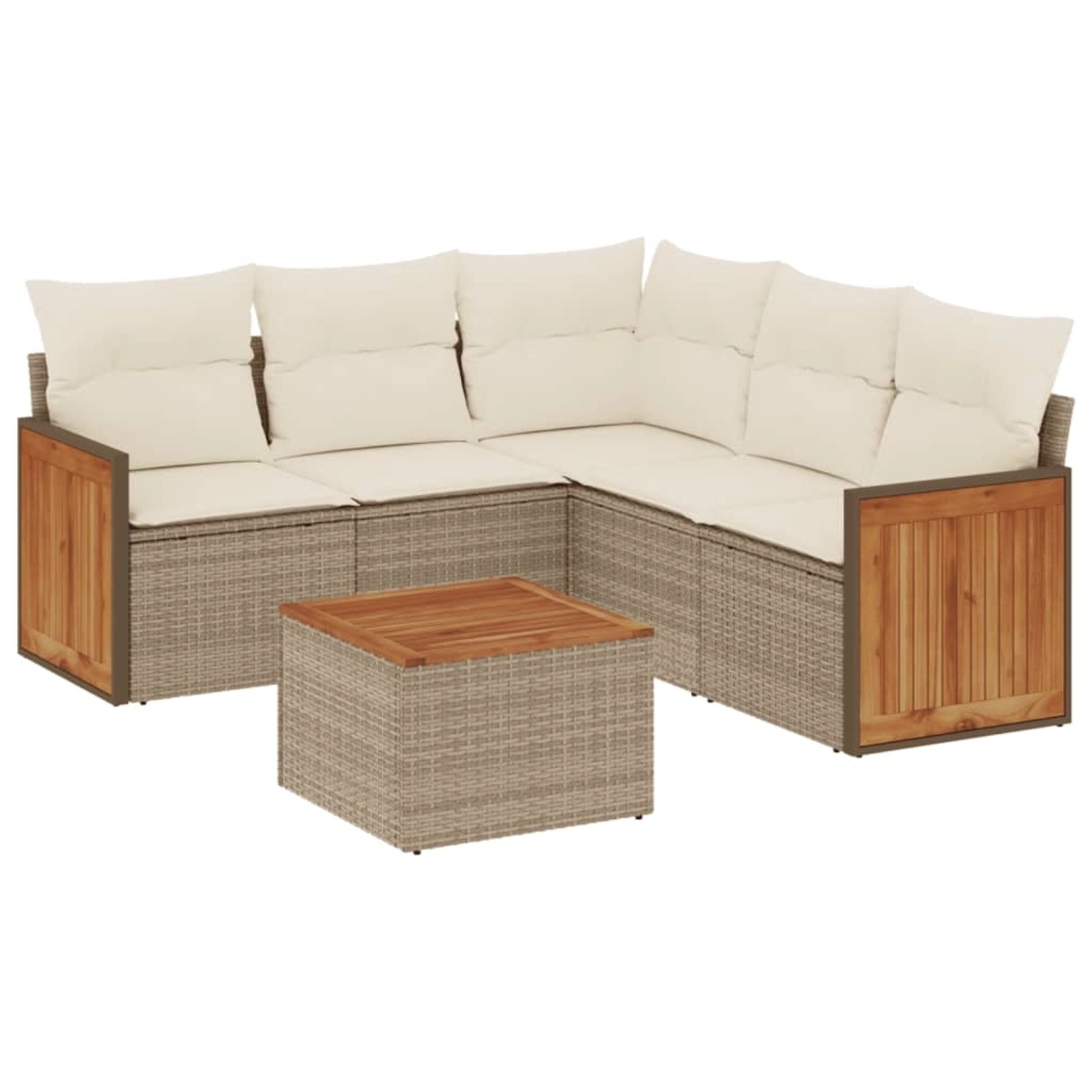 vidaXL 6-Tlg Garten-Sofagarnitur mit Kissen Beige Poly Rattan 3227647 günstig online kaufen