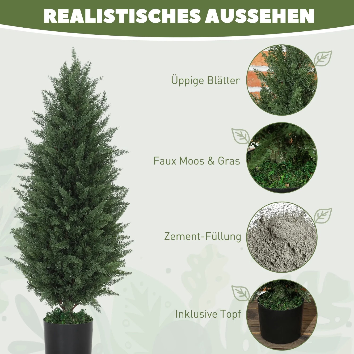 HOMCOM Knstliche Zypresse 2er-Set Gro 90 cm pflegeleicht UV-bestndig  kaufen bei OBI