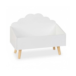 Relaxdays Kindertruhe MDF Kiefernholz Weiß Natur Offenes Design 45 cm x 58 cm x 28 cm 4,1 kg