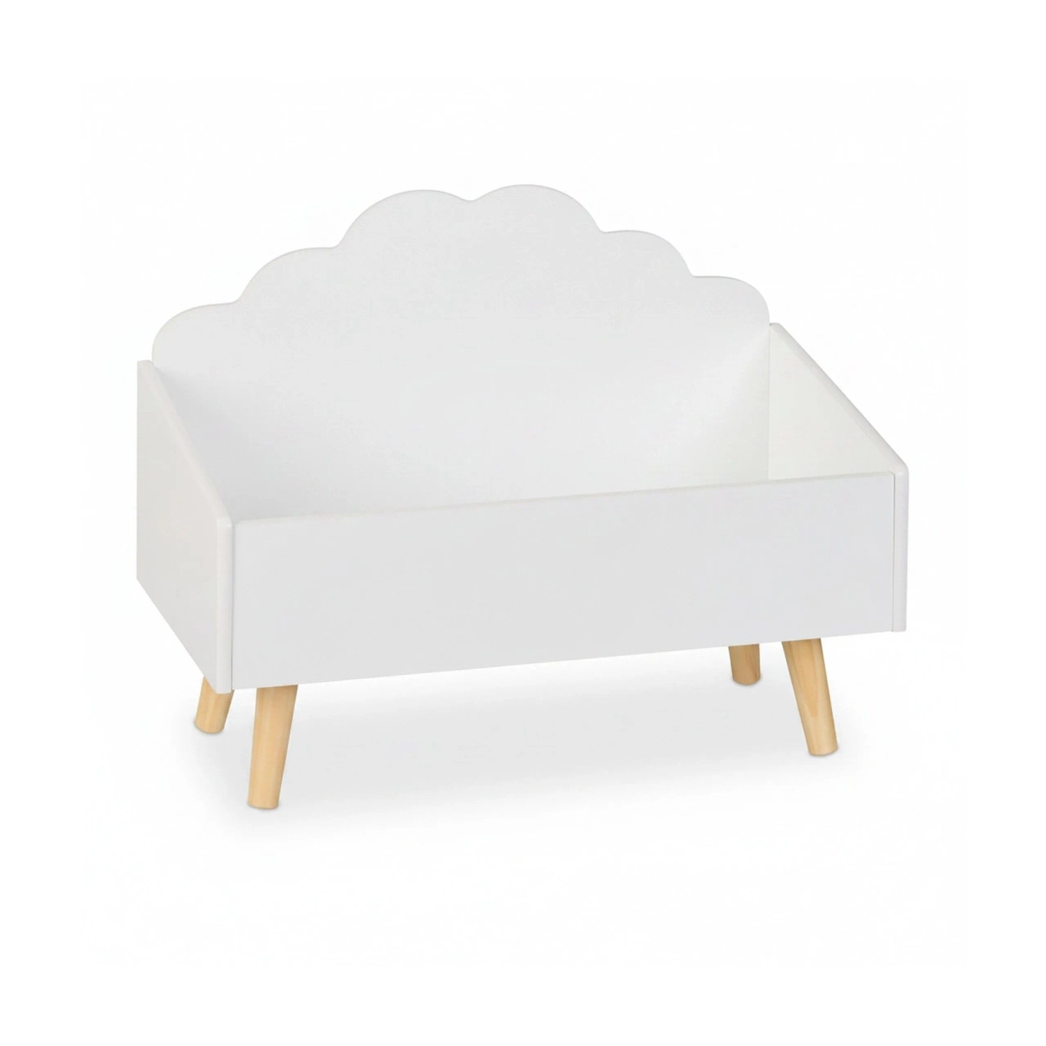 Relaxdays Kindertruhe MDF Kiefernholz Weiß Natur Offenes Design 45 cm x 58 cm x 28 cm 4,1 kg