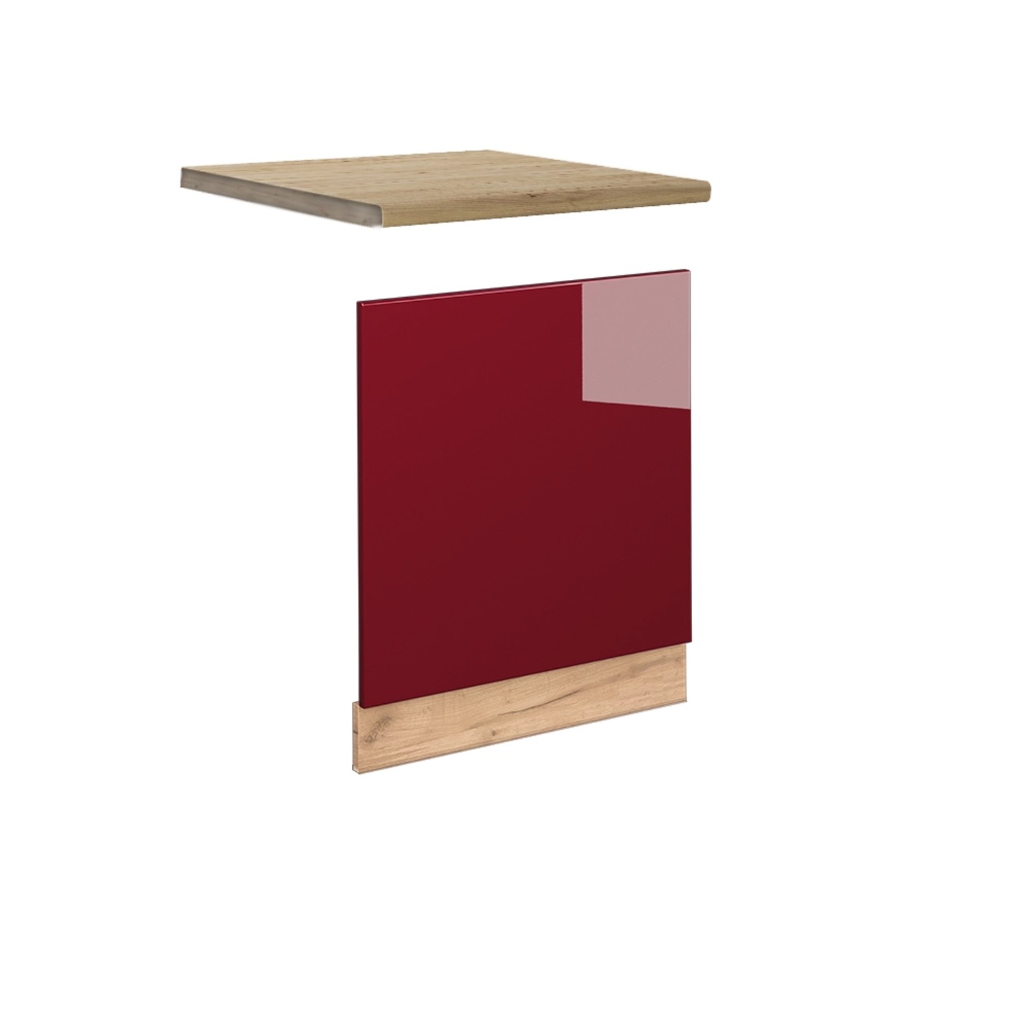 Vicco Frontblende Fame-Line Bordeaux Hochglanz/Goldkraft Eiche 60 cm AP Eiche