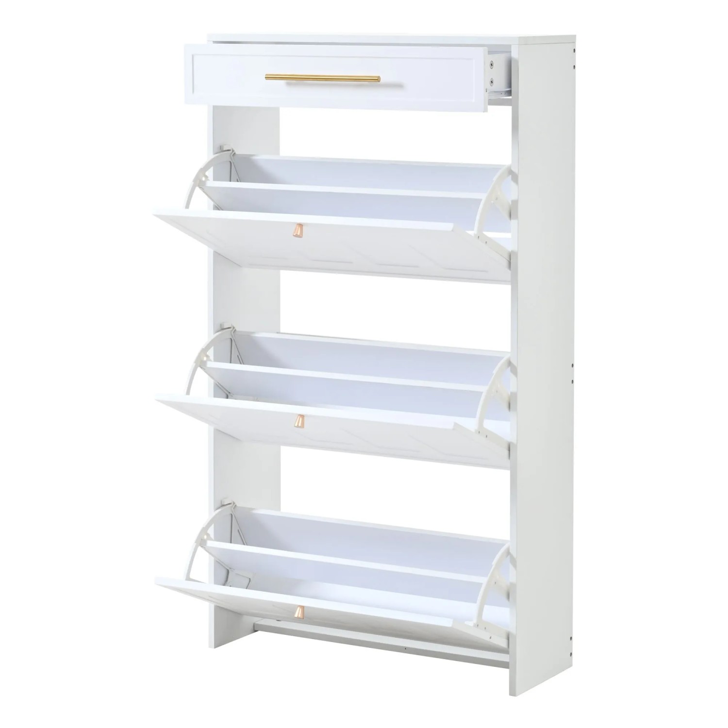 ModernLuxe Schuhschrank Modern mit 6 Fächern 1 Schublade MDF Weiß