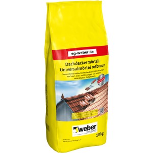 Gelber Sack Weber Dachdeckermörtel-Universalmörtel 10kg, rotbraun, für Dachziegel.