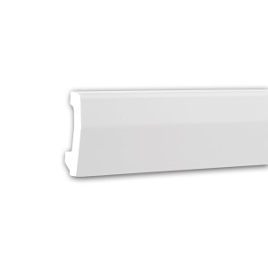 Weiße PROFHOME Sockelleiste aus Polyurethan, 200 cm lang, für den Innenbereich.