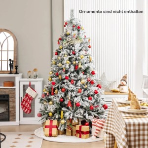 Weißer künstlicher Weihnachtsbaum 180cm, beflockt, mit 240 bunten LED-Lichtern. Perfekt für festliche Weihnachtsstimmung.