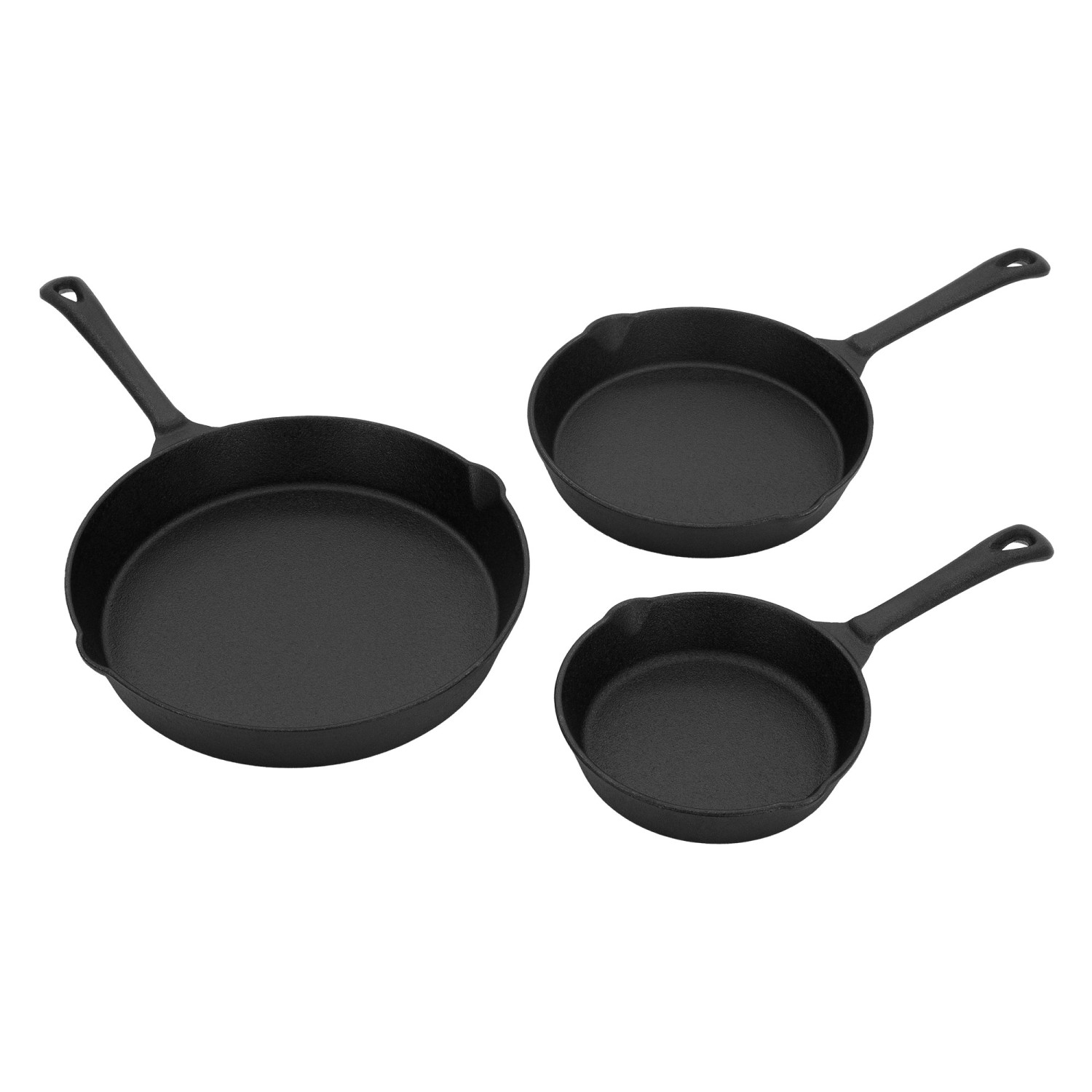 BbqBoss 3-Teiliges Gusseisen Brat und Steak Pfannen Set Ø16cm/Ø20cm/Ø25cm