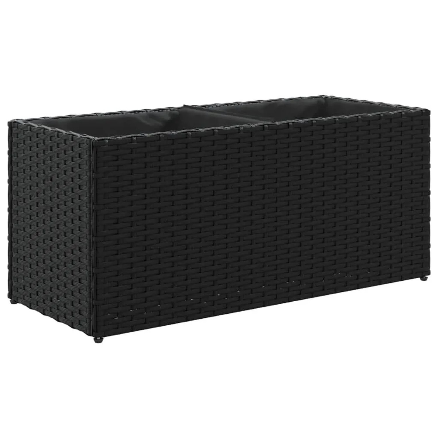 vidaXL Hochbeet mit 2 Fächern Schwarz 72x30x32 cm Poly Rattan 366422