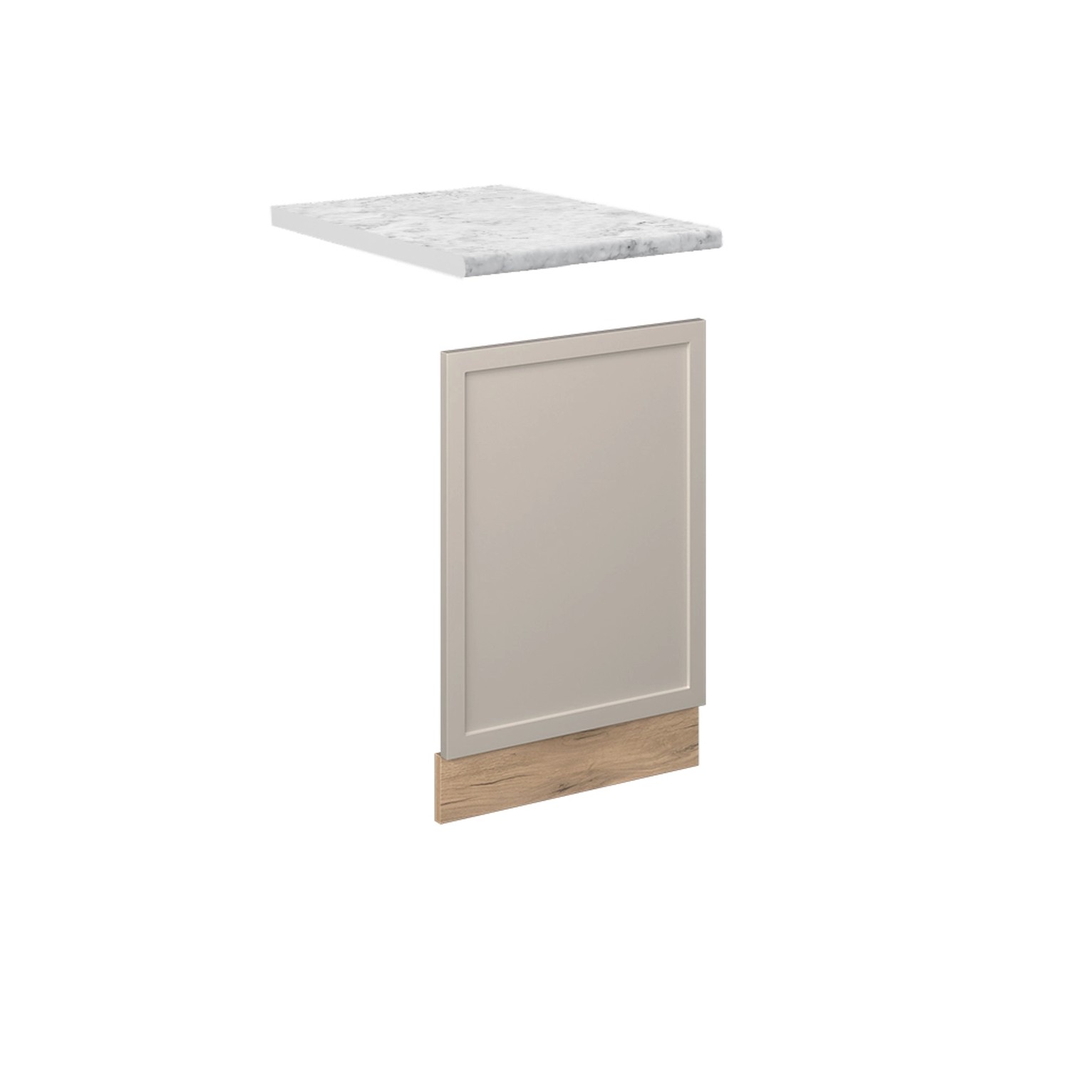 Vicco Frontblende Fame-Line GrauBeige 45 cm AP Marmor mit Goldkraft Eiche Korpus