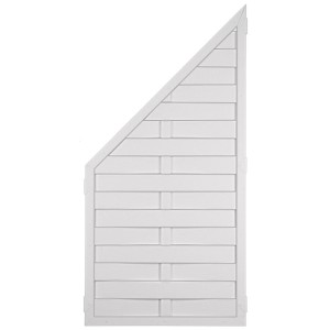 Weißer, schräger Kunststoff-Lamellenzaun Lightline, 90x180/90 cm, für Sichtschutz im Garten.