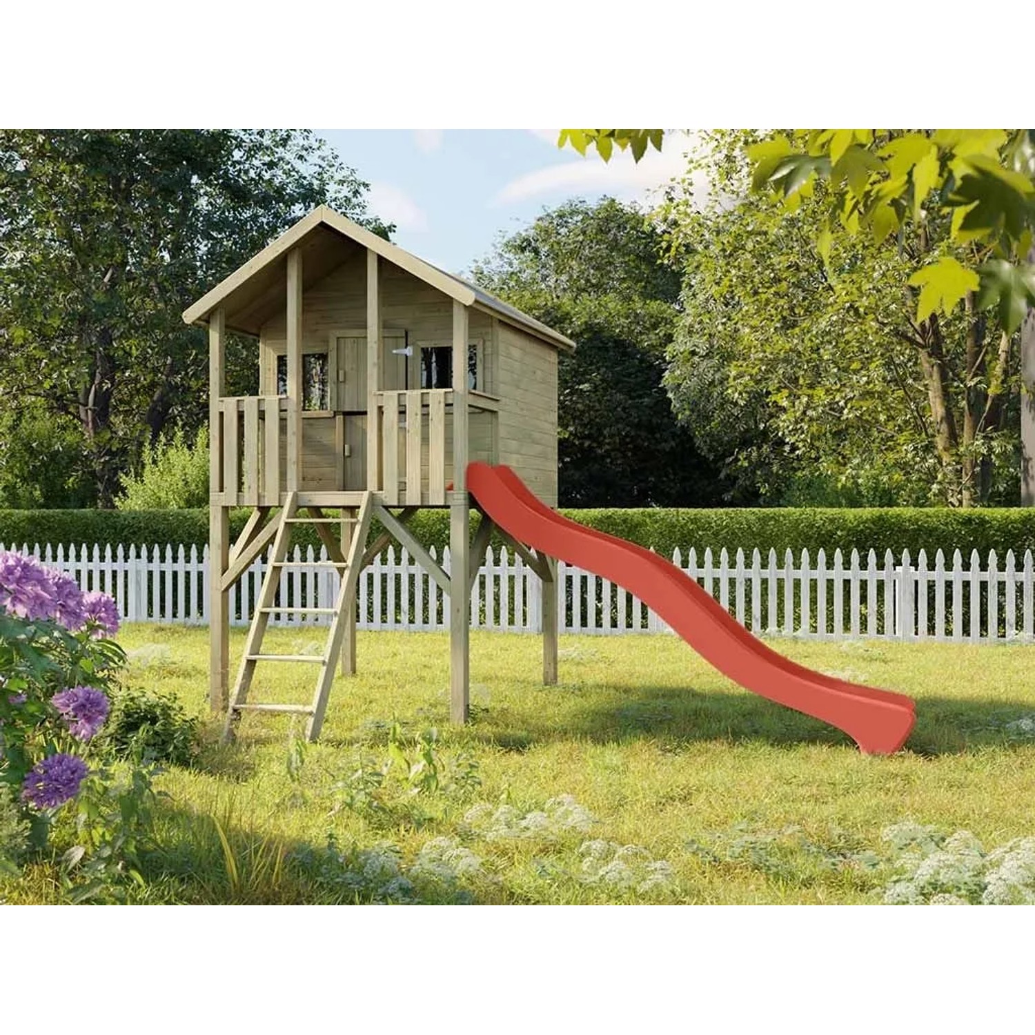 Prestige Garden Stelzenhaus Big House KDI Inklusive Rutsche Rot
