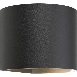 Moderne, runde LED Außenwandleuchte Augusta in Schwarz aus Aluminium.