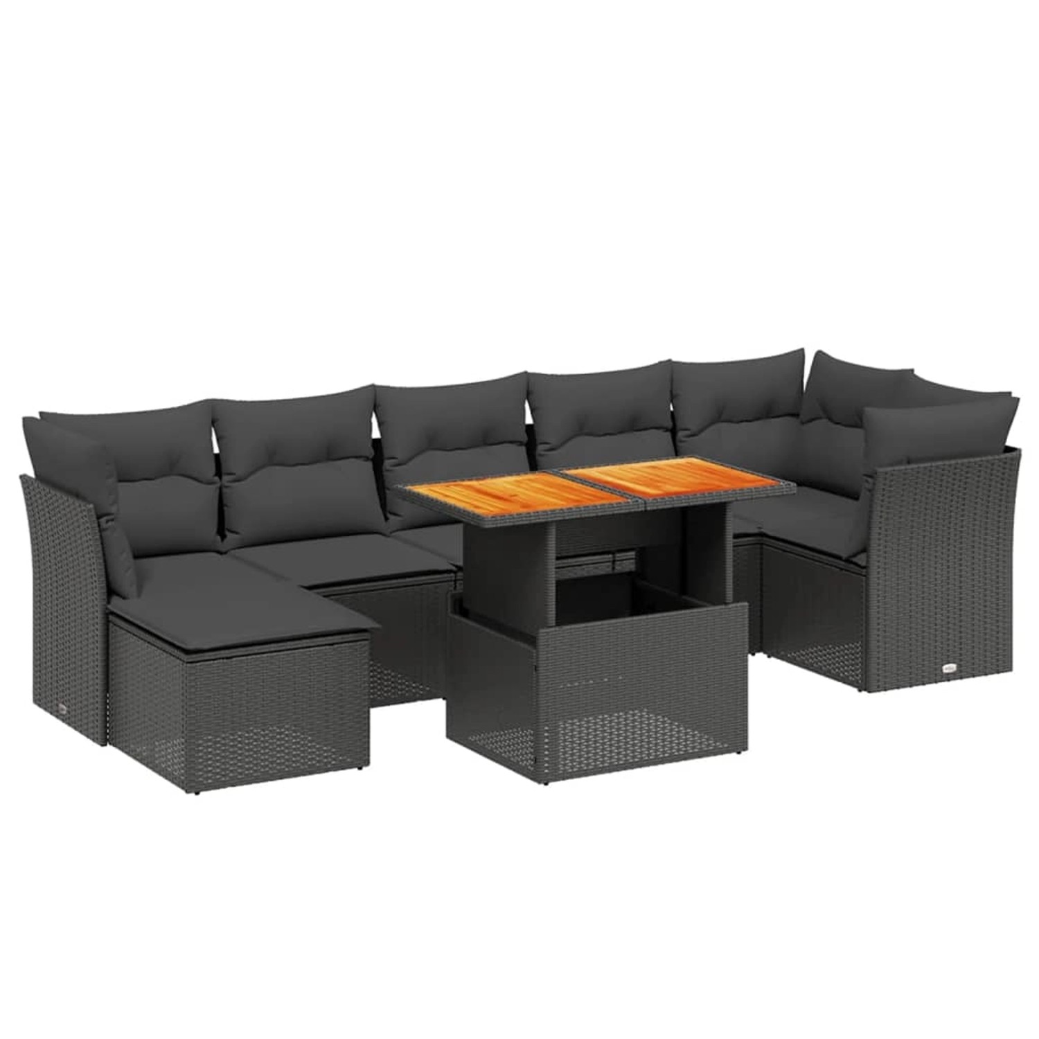 vidaXL 8-Tlg Garten-Sofagarnitur mit Kissen Schwarz Poly Rattan 3270943 günstig online kaufen