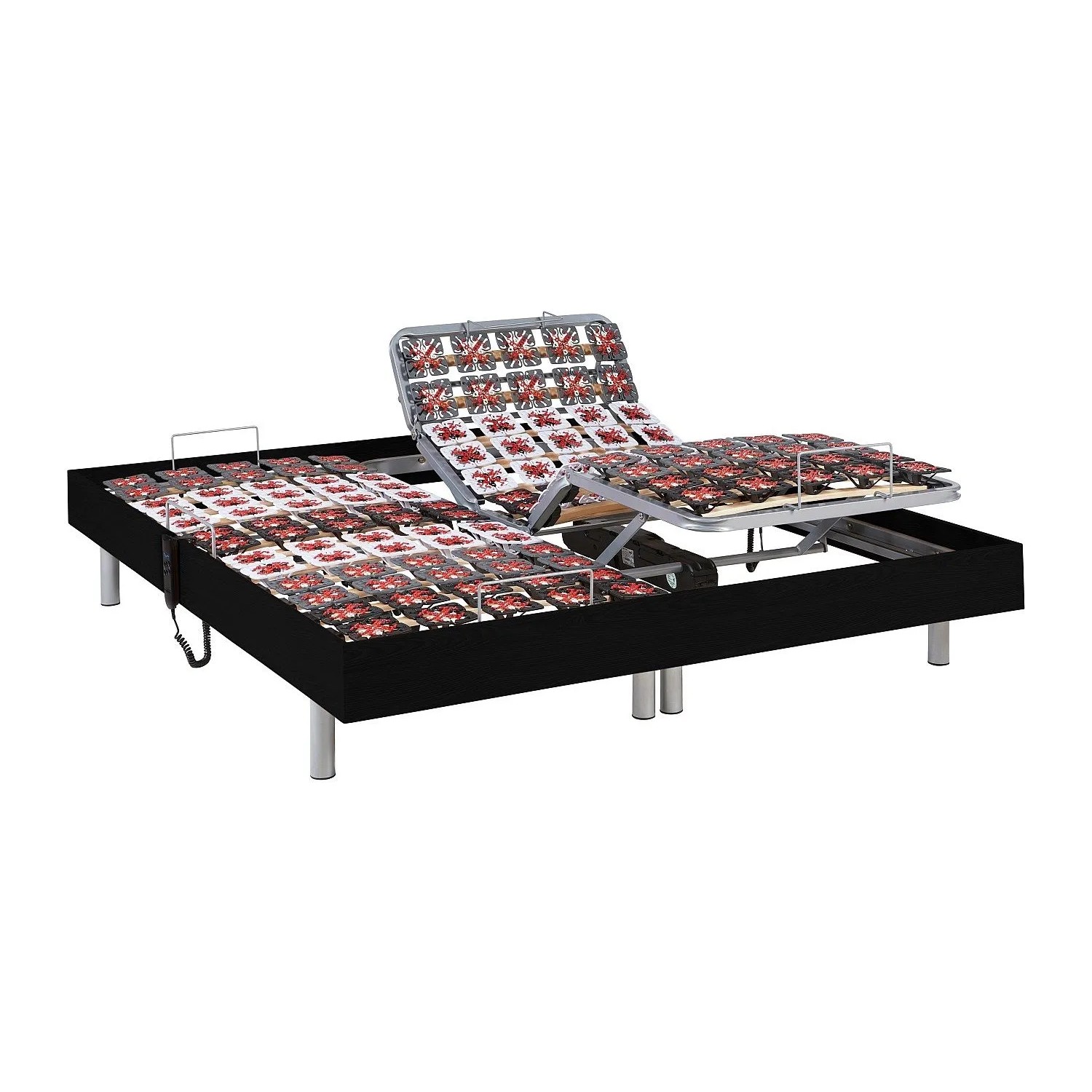 Vente-unique Bettgestell Mit Verstellbarem Lattenrost Nafuri Schwarz 190 cm