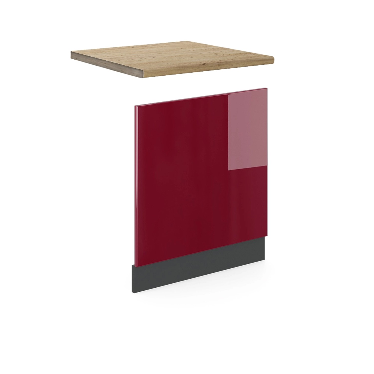 Vicco Frontblende R-Line Geschirrspüler Fronttür Rot/Anthrazit 60 cm AP Eiche mit Anthrazit Korpus