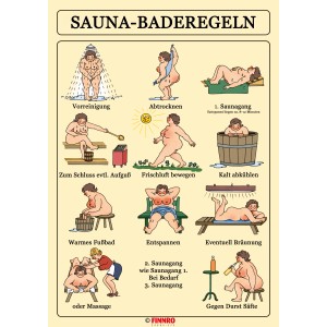 Eilo Sauna-Baderegeltafel Damen: Cartoon-Darstellung der Sauna-Regeln für Damen, DIN A4.