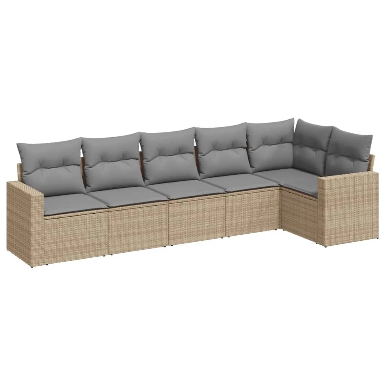 vidaXL 6-Tlg Garten-Sofagarnitur mit Kissen Beige Poly Rattan 3251326