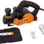 Worx WX615 Elektrohobel (750 W) mit Zubehör wie Staubbeutel und Falztiefenführung.