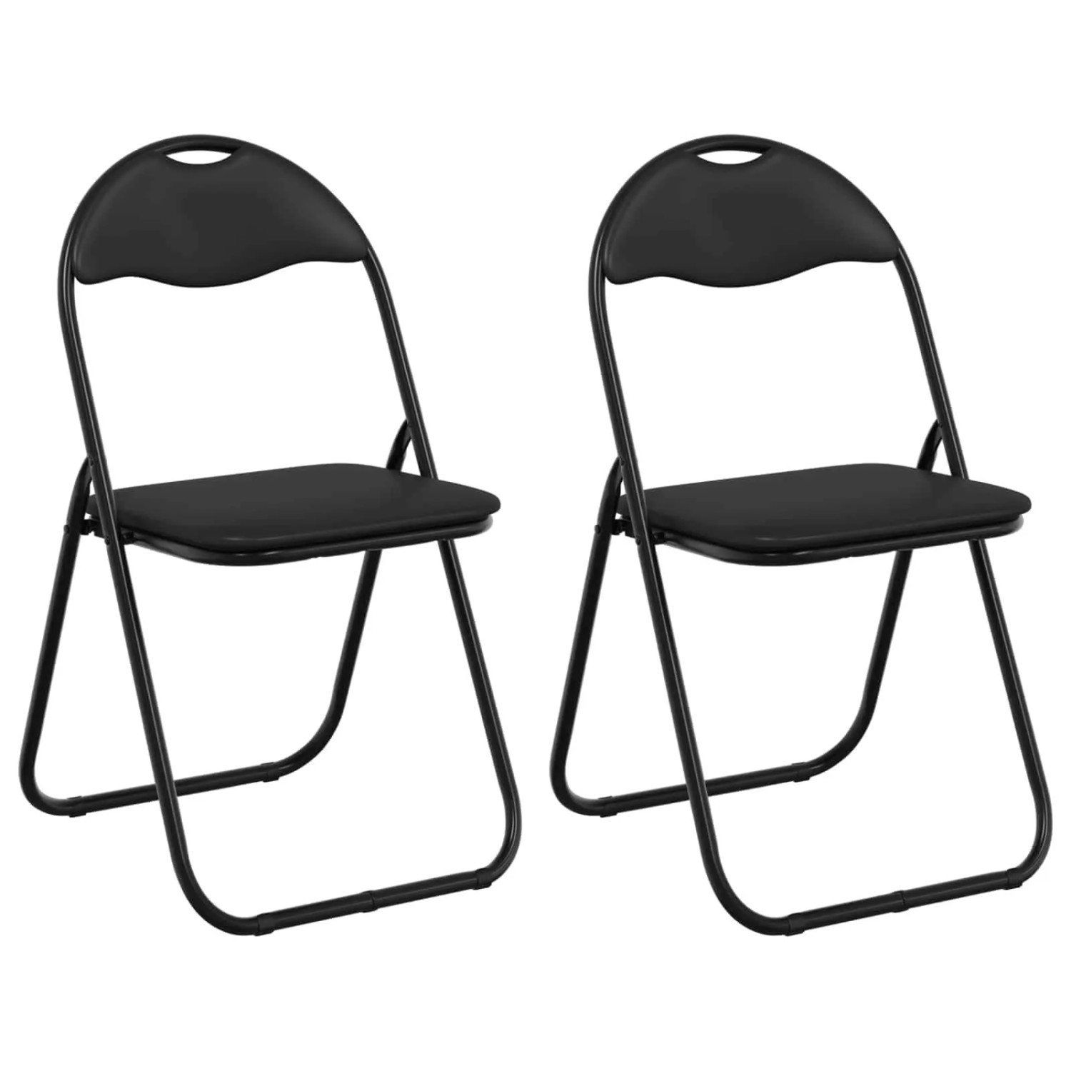 vidaXL Klappstuhl 2 Stk Schwarz 48 x 43,5 x 81 cm Kunstleder 42029048