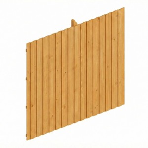 Skan Holz Rückwand Deckelschalung aus heller Fichte, Eiche Hell. Vertikale Holzbretter für Carports.