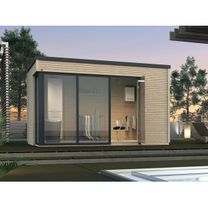 Weka Holz-Gartenhaus Cubilis Gr. 2, naturbelassen, mit Glasfront und Pultdach.