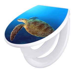 Banjado WC-Sitz Familie mit Wasserschildkröte, Absenkautomatik, Kindersitz, Polypropylen.