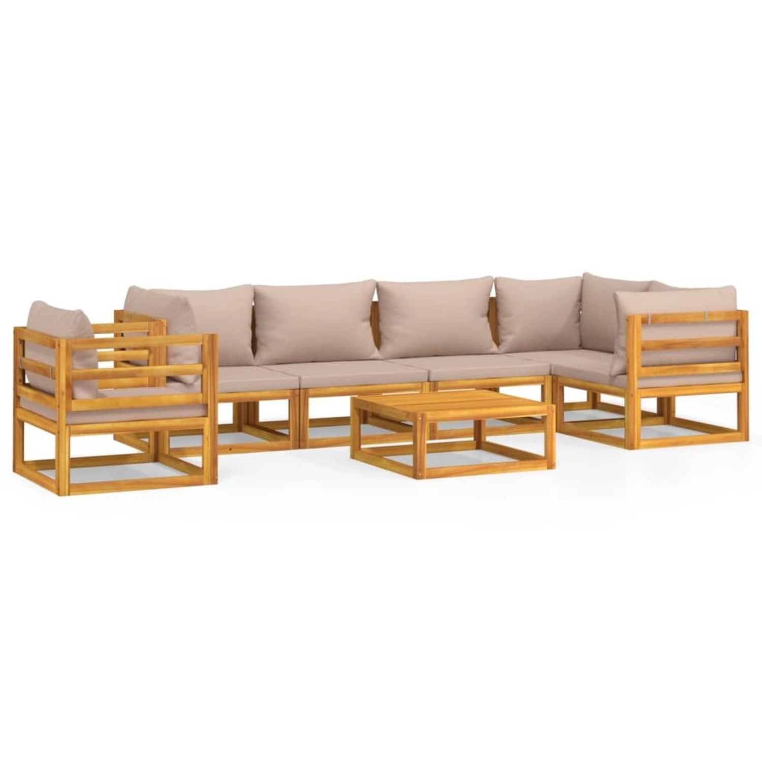 Vidaxl 7-tlg. Garten-lounge-set Mit Taupe Kissen Massivholz günstig online kaufen