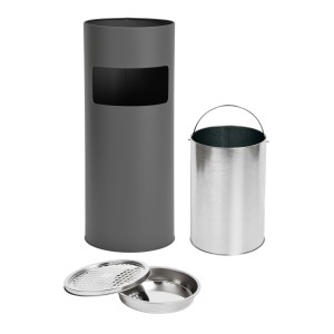 Svita Standaschenbecher mit Mülleimer, 30L, grau, mit herausnehmbarem Inneneimer und Ascher.