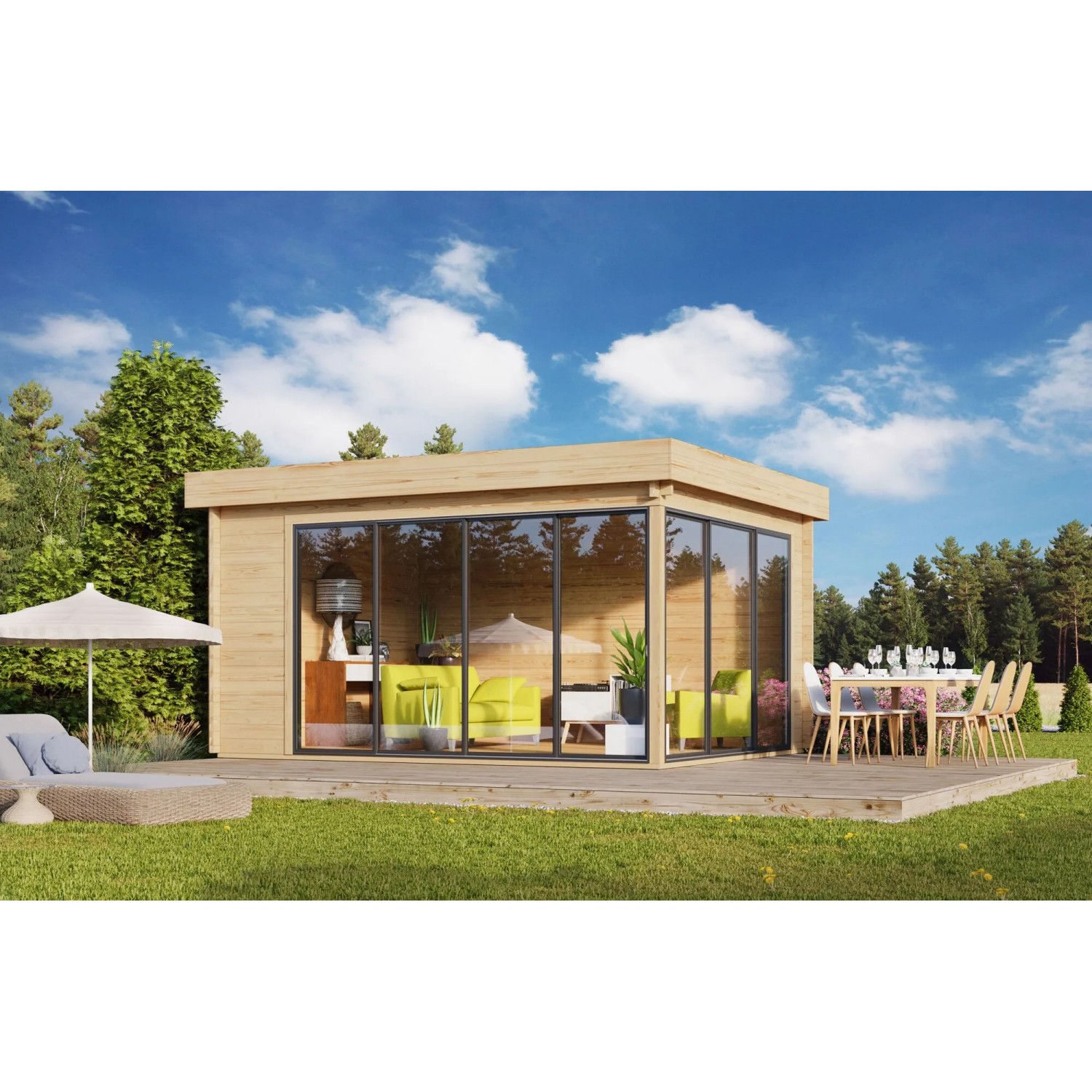 Fjordholz Gartenhaus Alu Concept 70 A Grau Imprägniert 6mm Einfachverglasung