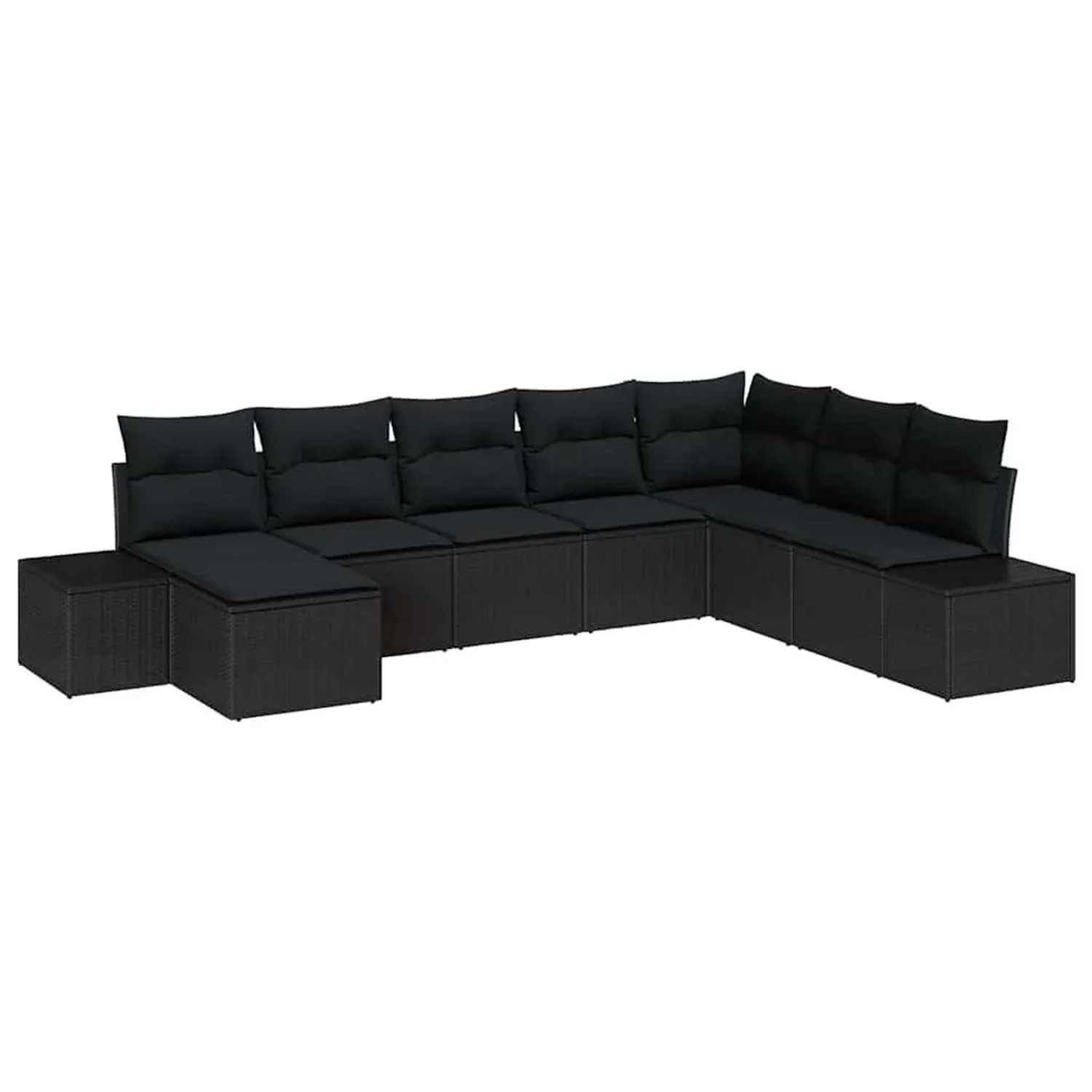 vidaXL Garten-Sofa-Set mit Kissen 8 Tlg Schwarz Poly-Rattan 3355852