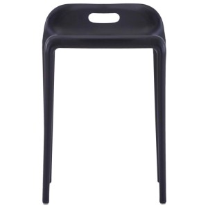 Schwarzer, stapelbarer Hocker aus Kunststoff, vidaXL, ideal für Küche und Esszimmer.