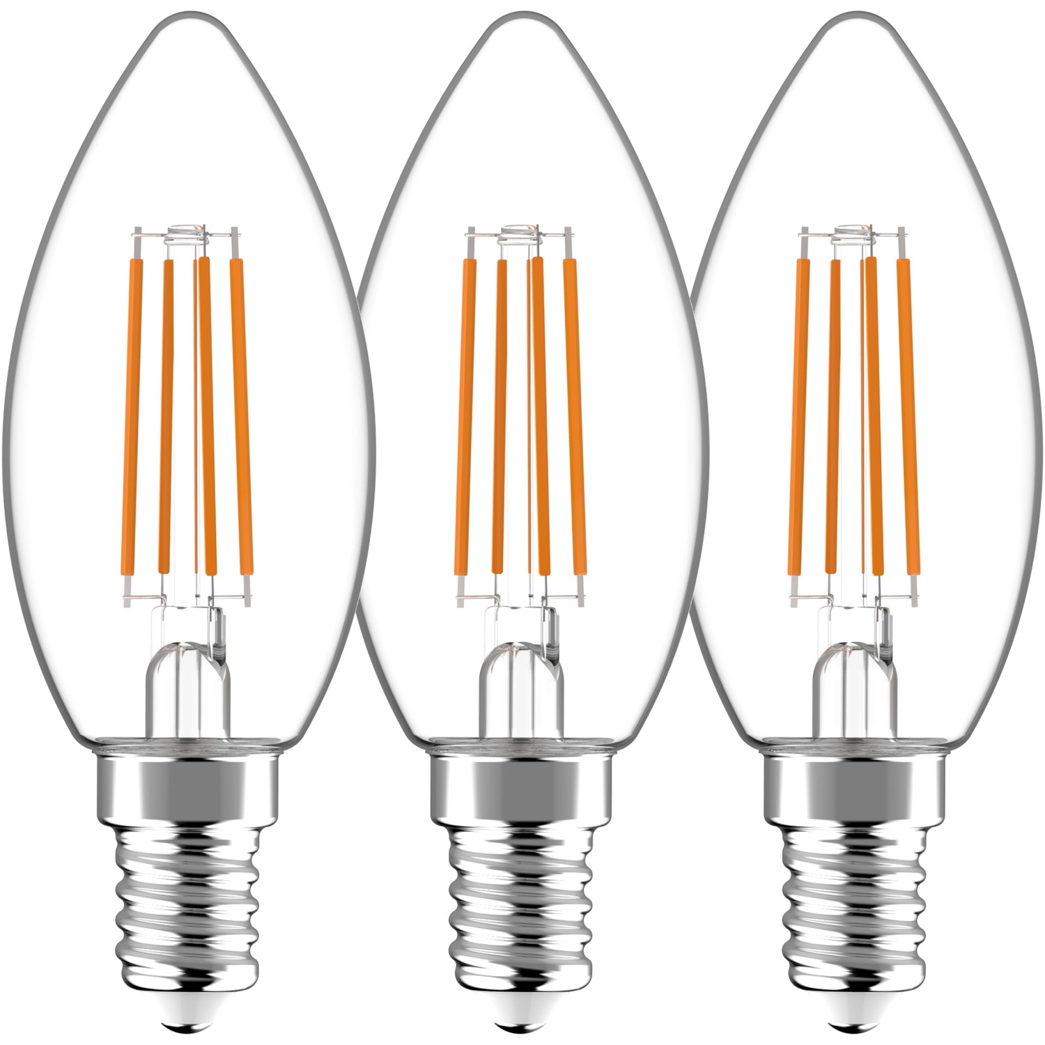 LED-Leuchtmittel Filament E14 Kerzenform C35 4,5 W 470 lm 3er-Set