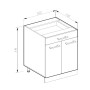 Skizze: Vicco Küchenunterschrank R-Line, 80 cm, Landhaus Weiß/Anthrazit, Arbeitsplatte Marmor.