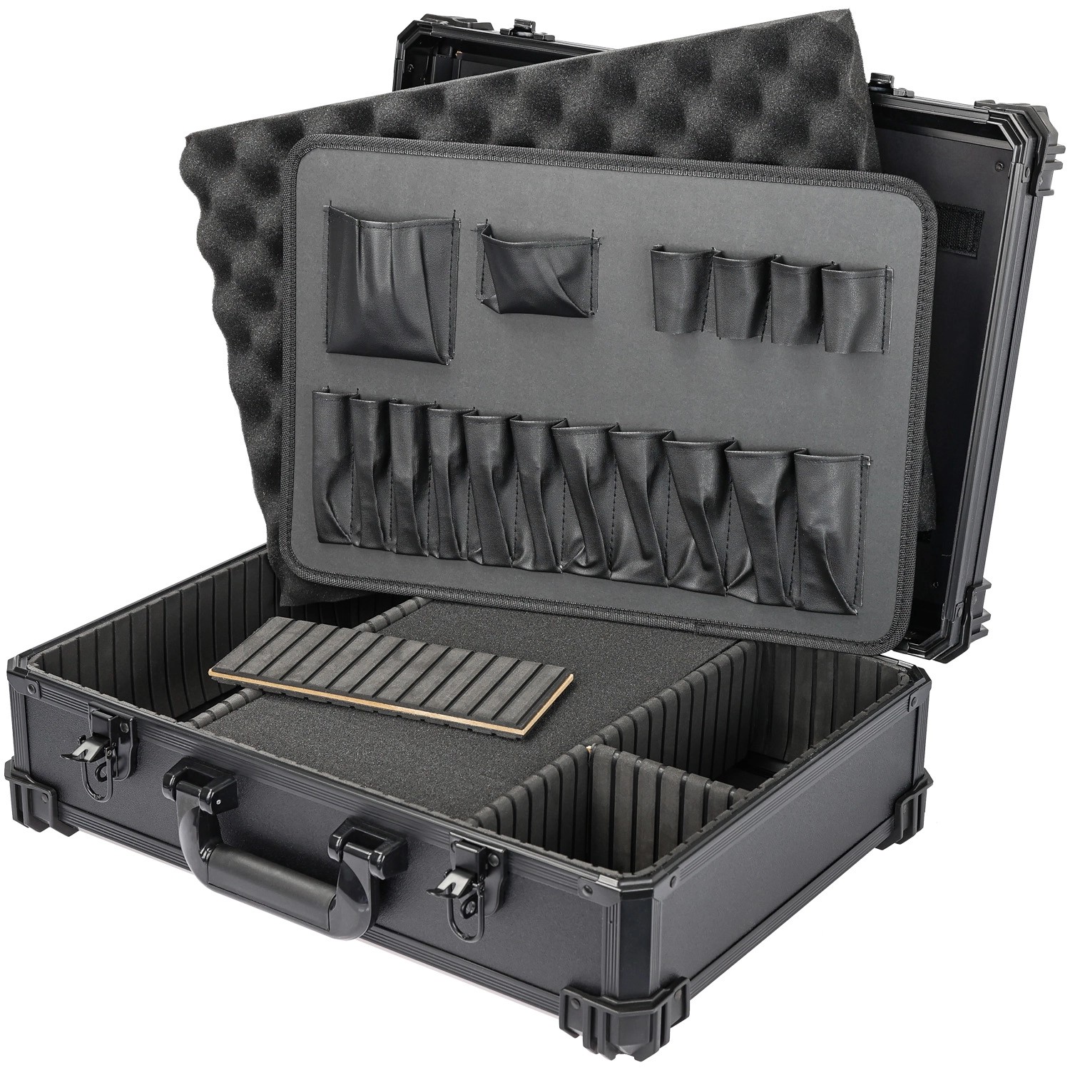 HMF 15701-02 Werkzeugkoffer Leer Werkzeugkasten Groß Rasterschaumstoff 46 x 33 x 15 cm