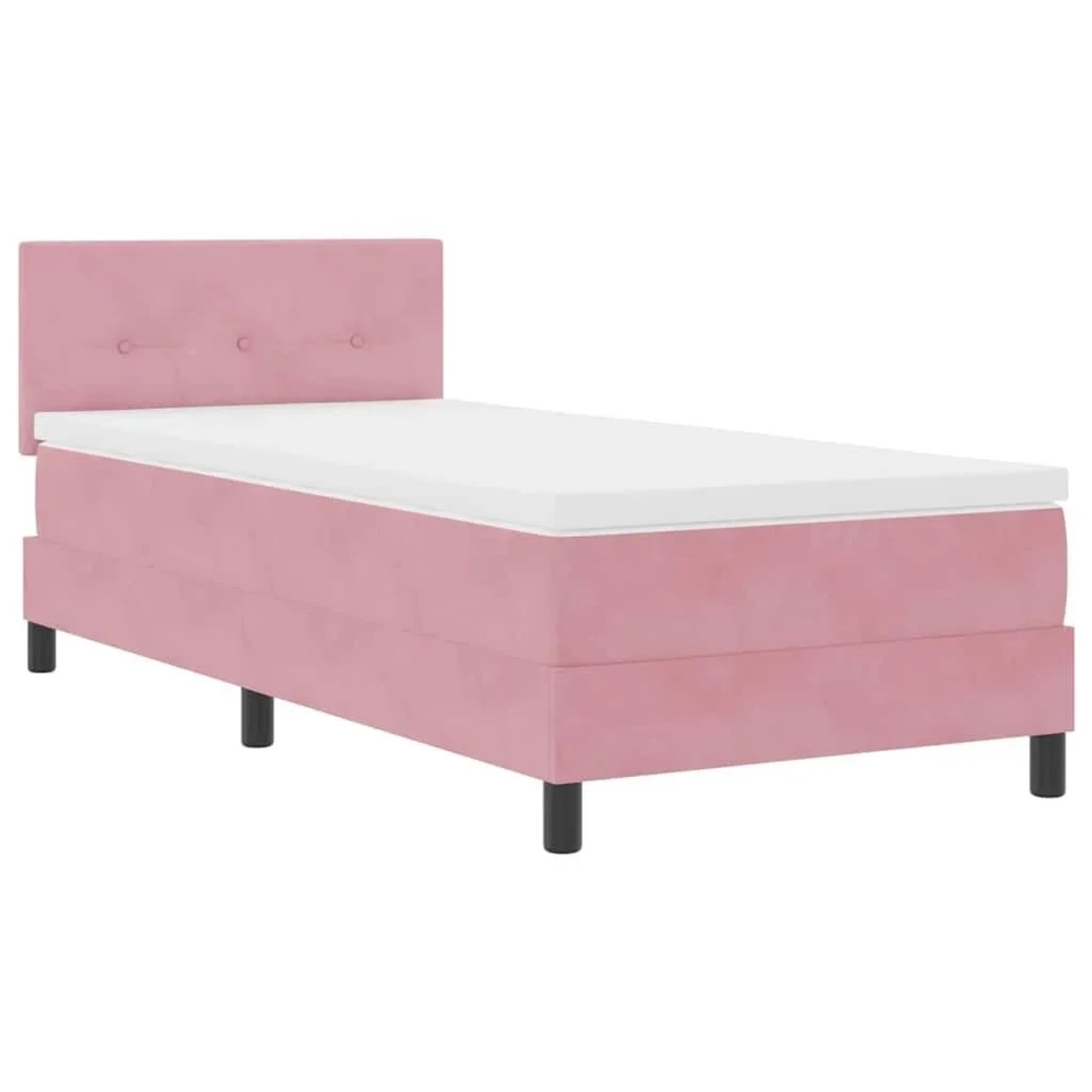 vidaXL LED Boxspringbett mit Matratze und LED Rosa 100 x 200 cm Samt 3342637