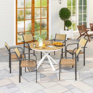 Outsunny Gartentisch Aluminium Kunststoff 118 x 74H cm Teak